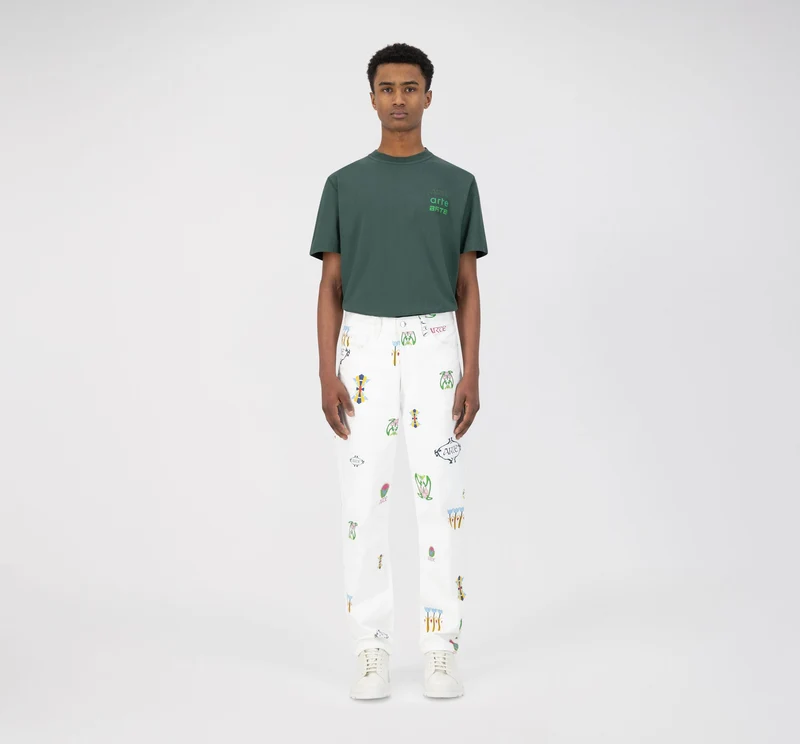 Pantalon Jean Logo - Blanc - NO ARCHIVE SALE