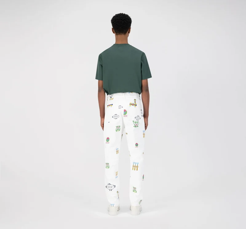Pantalon Jean Logo - Blanc - NO ARCHIVE SALE