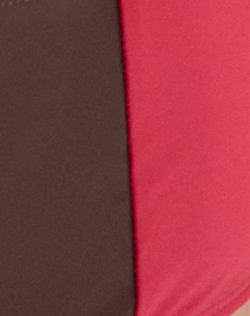 Short de bain Avilina marron avec bordure rouge