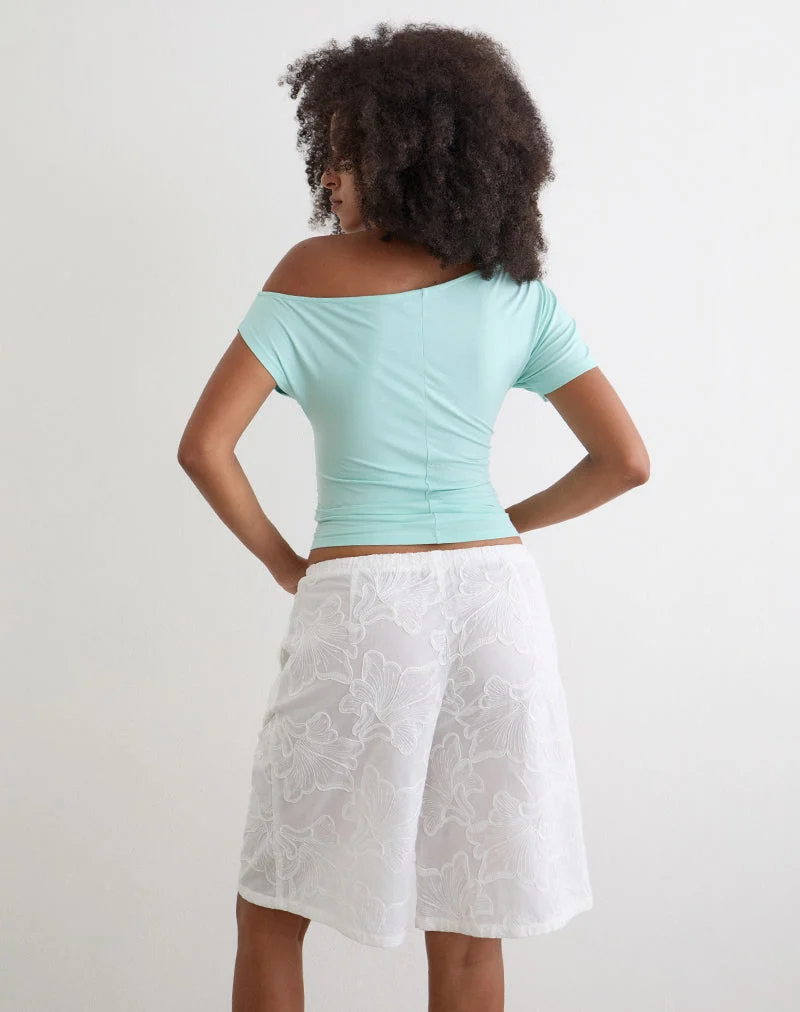 Short longline Ennea, modèle « Broderie White »