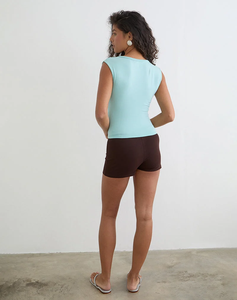 Short Abril avec anneau fleuri, couleur chocolat noir