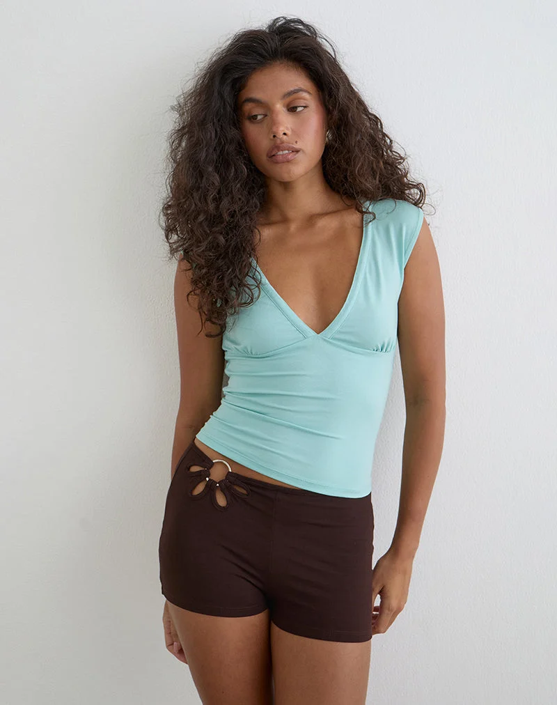 Short Abril avec anneau fleuri, couleur chocolat noir