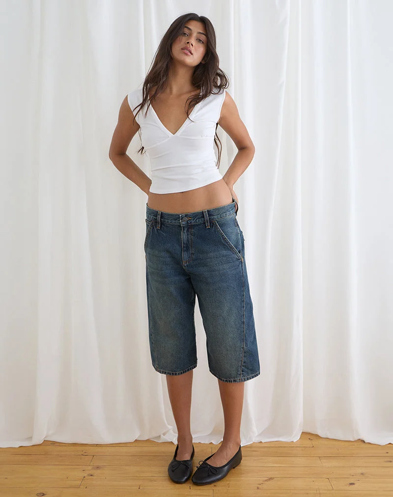 Short en denim « Twisted Cinch » vert sale