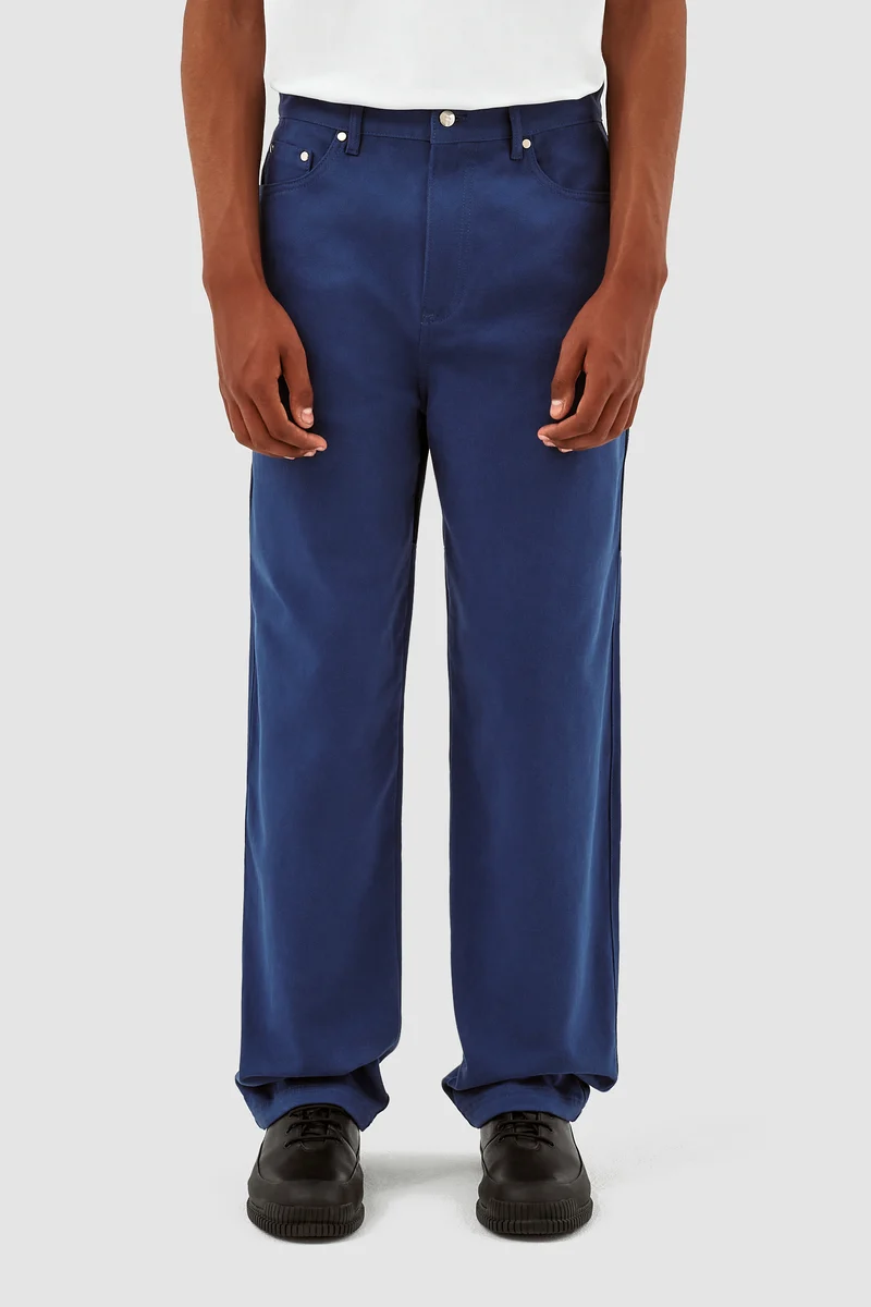 Pantalon en laine et coton Porter - Bleu
