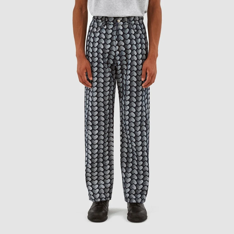 Pantalon Jean Allover Heart - Denim délavé