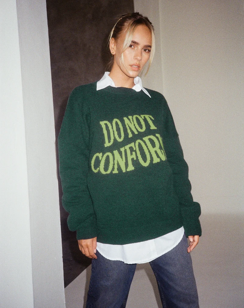 Pull Jamin en vert 'Do Not Conform' (Ne pas se conformer)