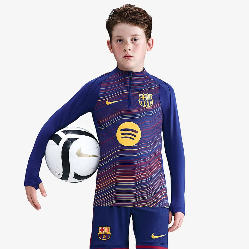 Haut Drill Domicile Nike FC Barcelone 25/26 Dri-FIT Strike Pré-Match pour Enfant