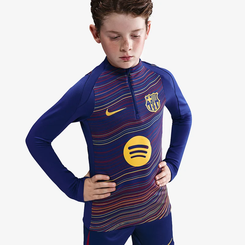 Haut Drill Domicile Nike FC Barcelone 25/26 Dri-FIT Strike Pré-Match pour Enfant