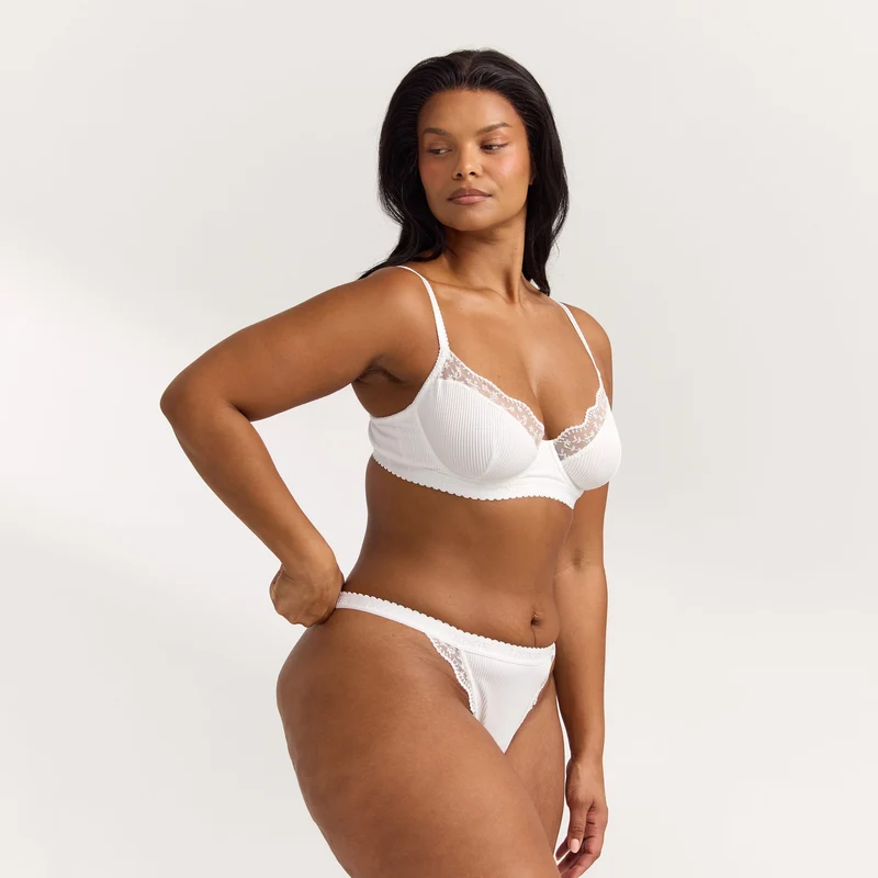 Ribbed Balcony Soutien-Gorge - Blanc