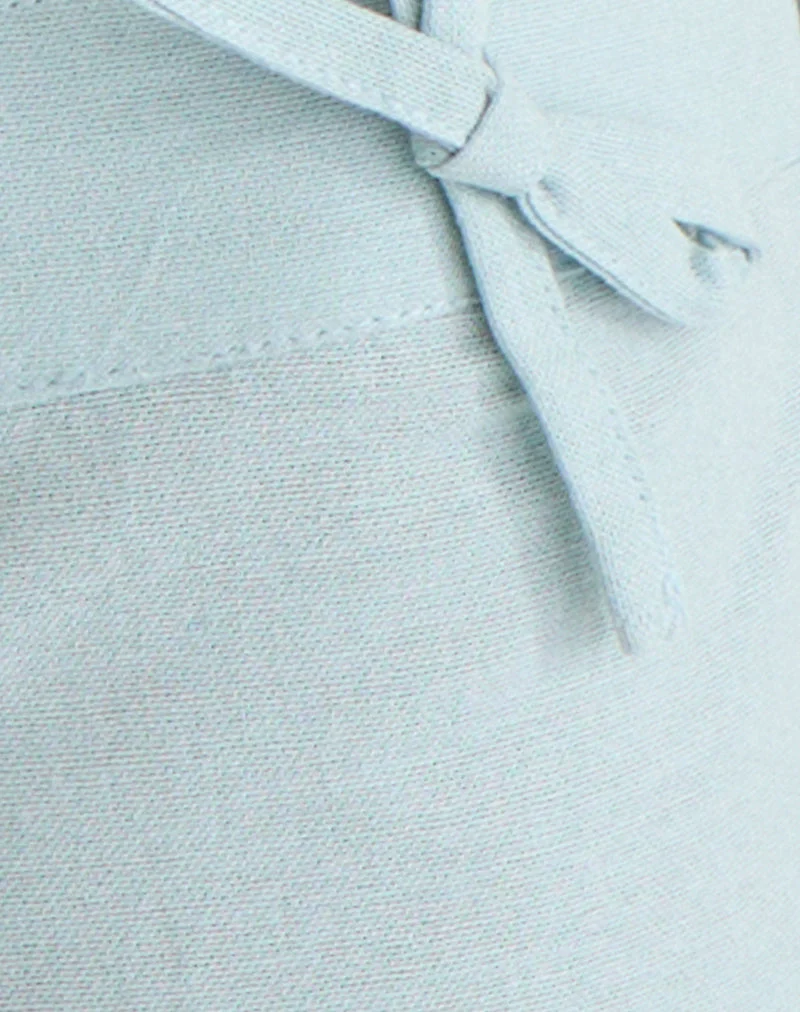 Pantalon court Blazy Tie en lin bleu acier