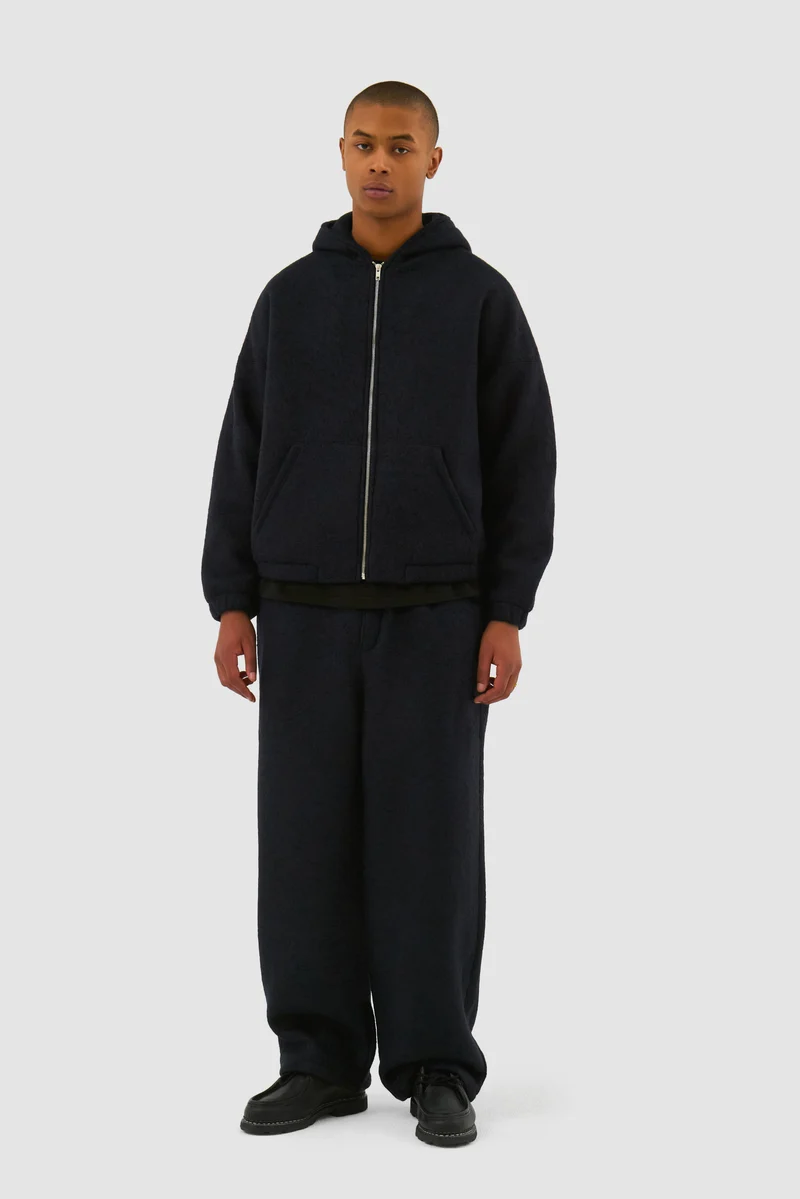 Pantalon en laine bouillie - Marine