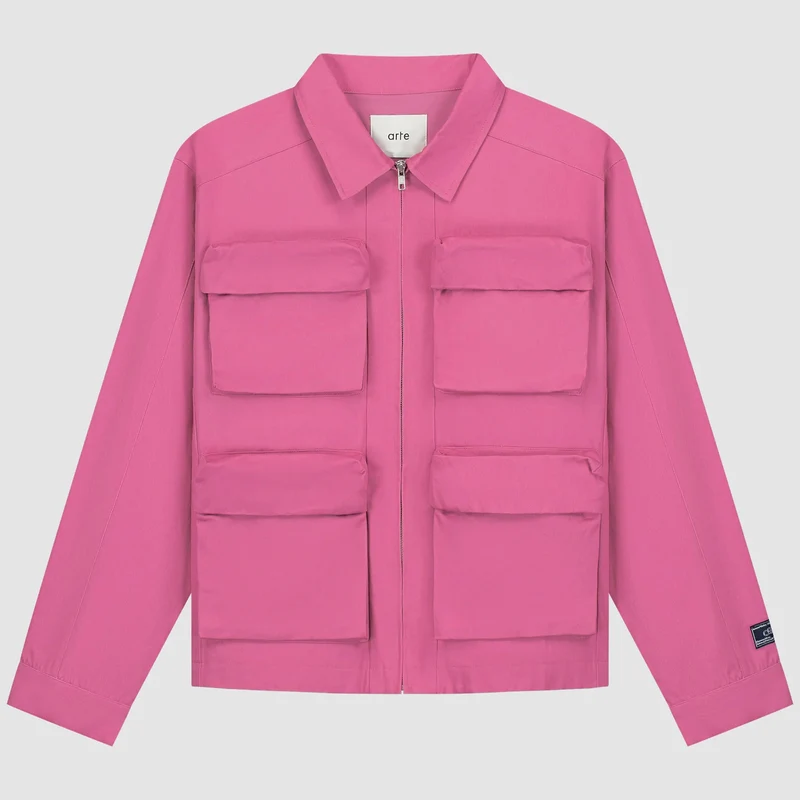 Veste en coton à poches 3D - Rose