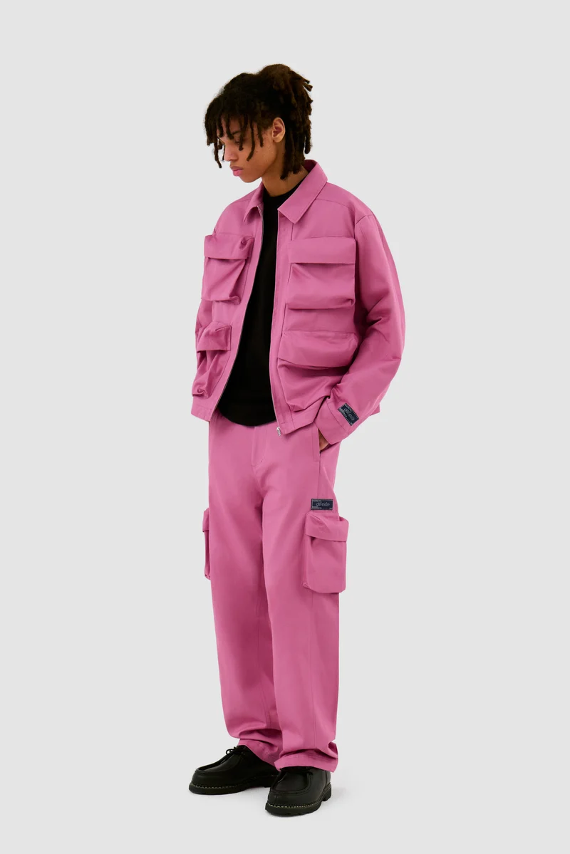 Veste en coton à poches 3D - Rose