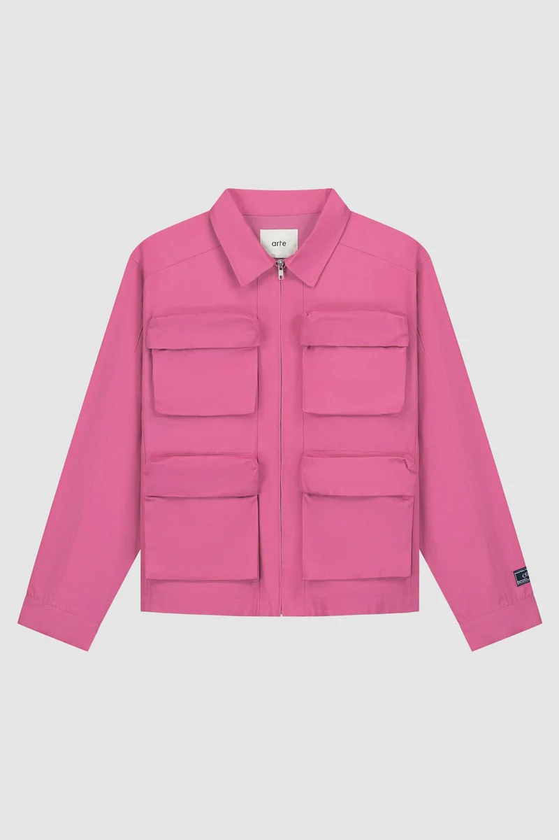 Veste en coton à poches 3D - Rose