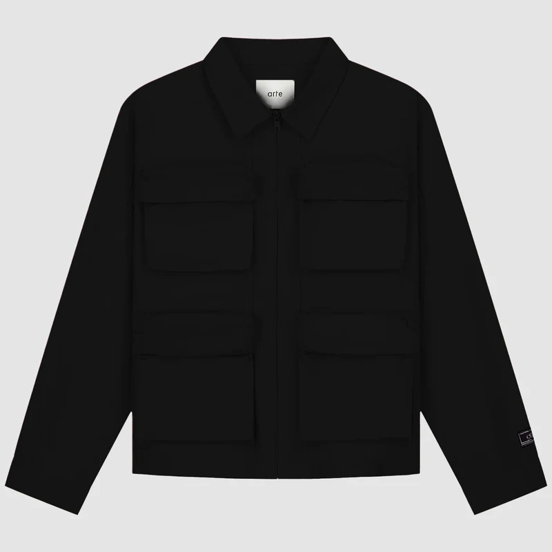 Veste en coton à poches 3D - Noir