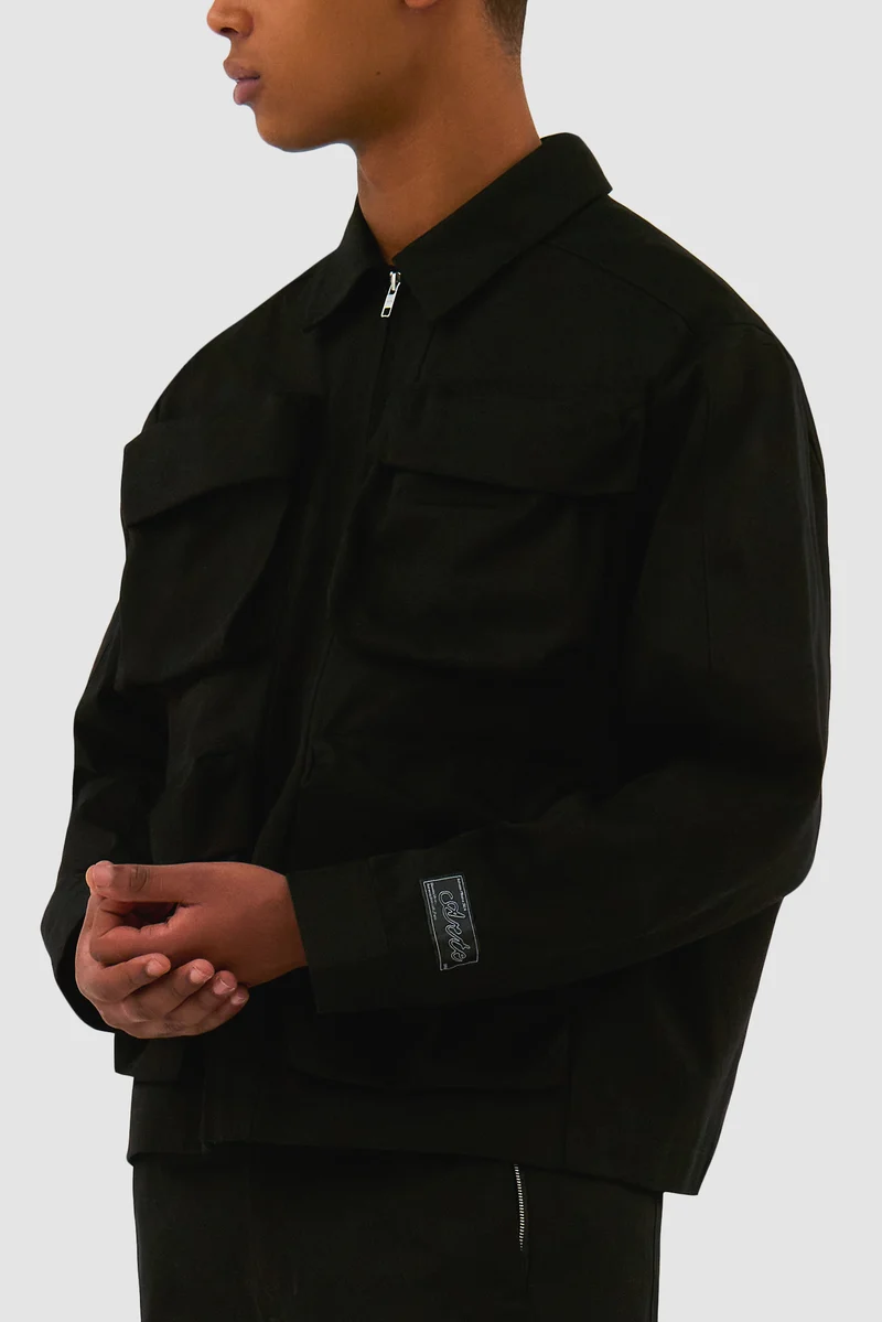 Veste en coton à poches 3D - Noir
