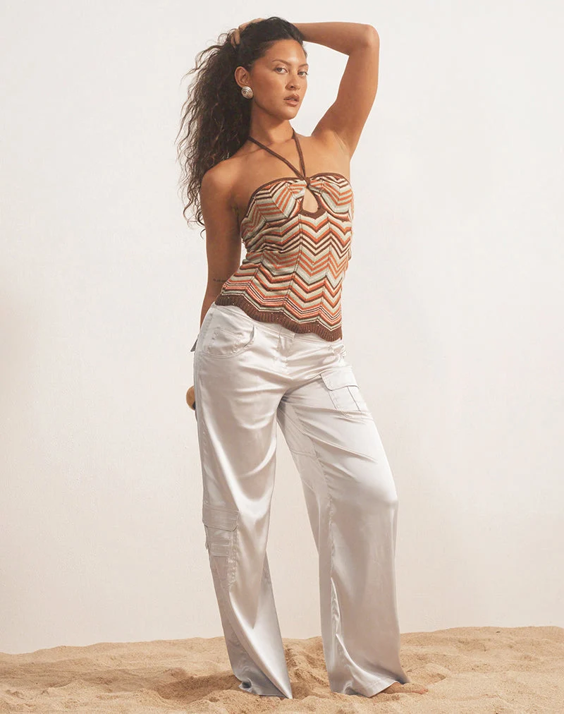 Pantalon cargo Grania à coupe droite, couleur crème