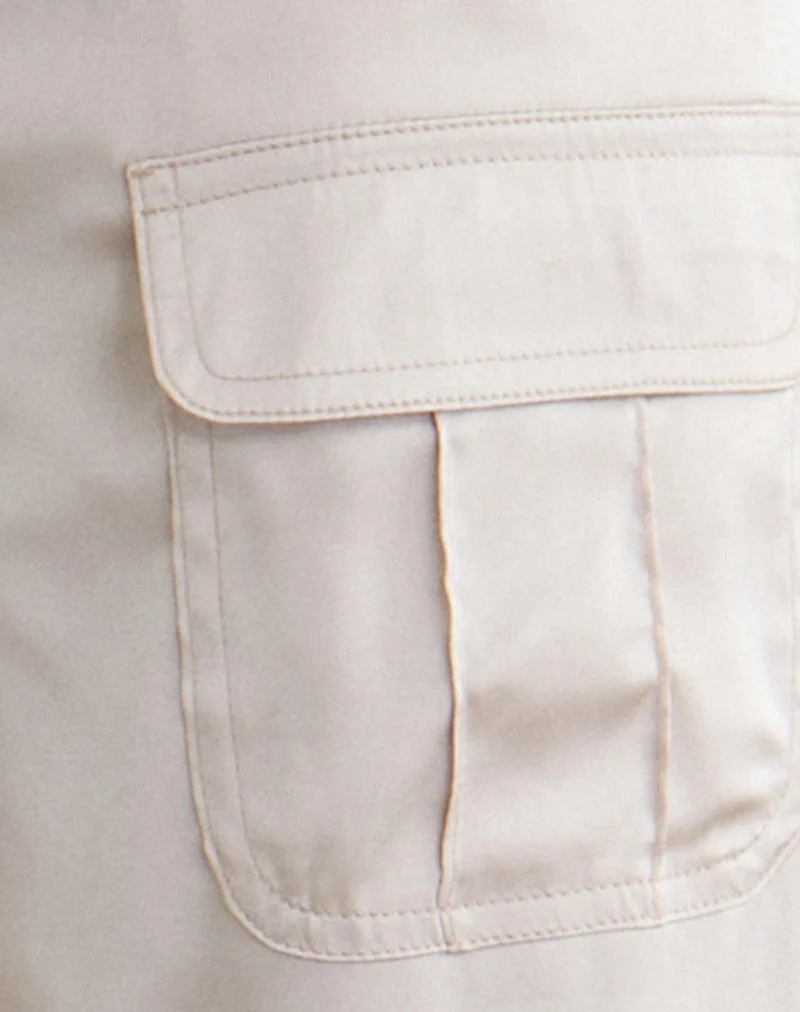 Pantalon cargo Grania à coupe droite, couleur crème