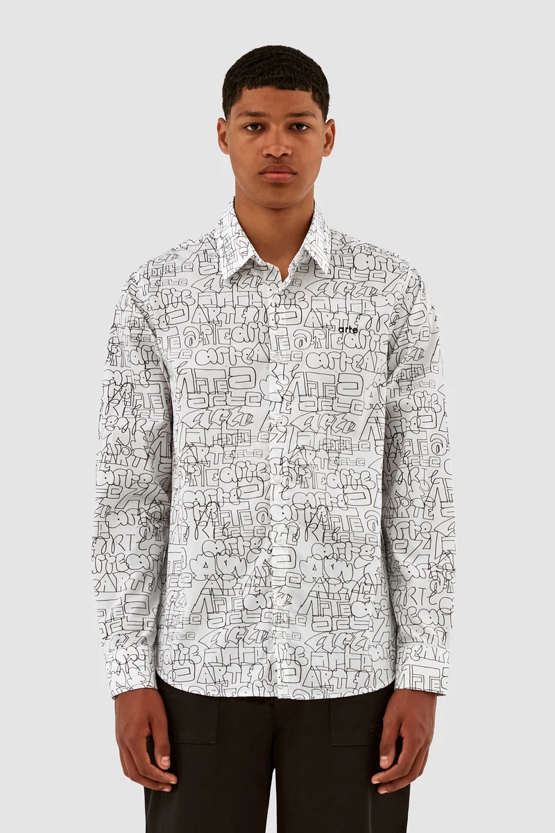 Chemise Stockton avec logo Allover - Blanc/Noir