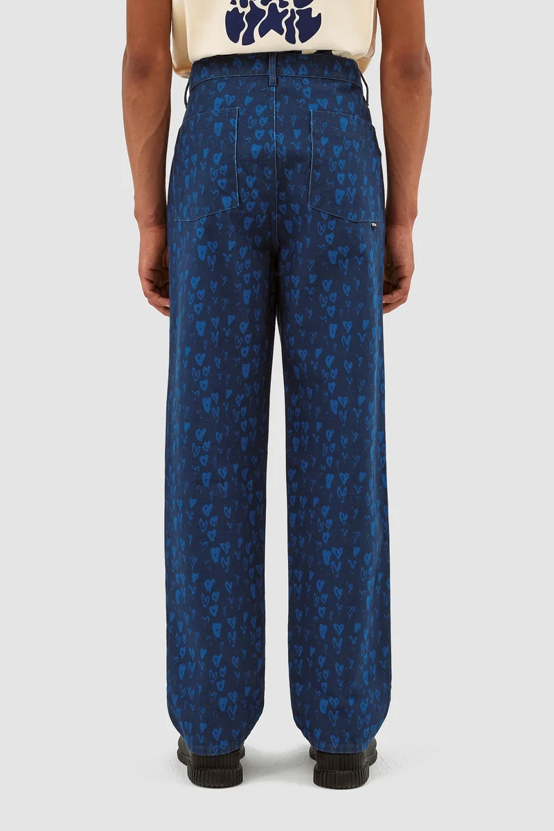 Pantalon Jean Allover Heart - Navy/Blue