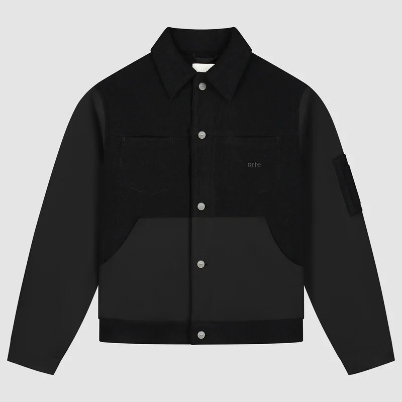 Veste combinée nylon/laine - Noir