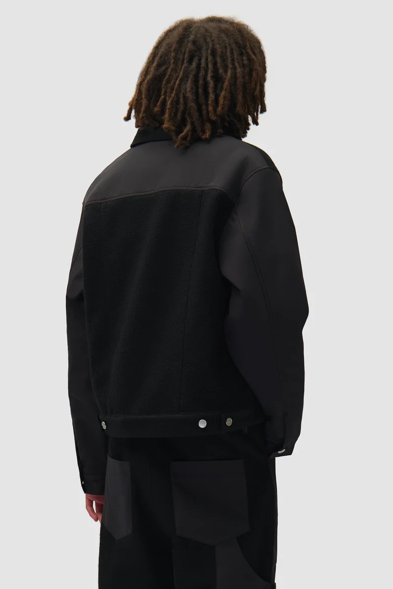 Veste combinée nylon/laine - Noir