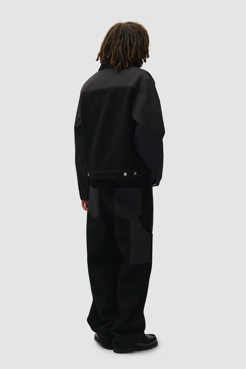 Veste combinée nylon/laine - Noir