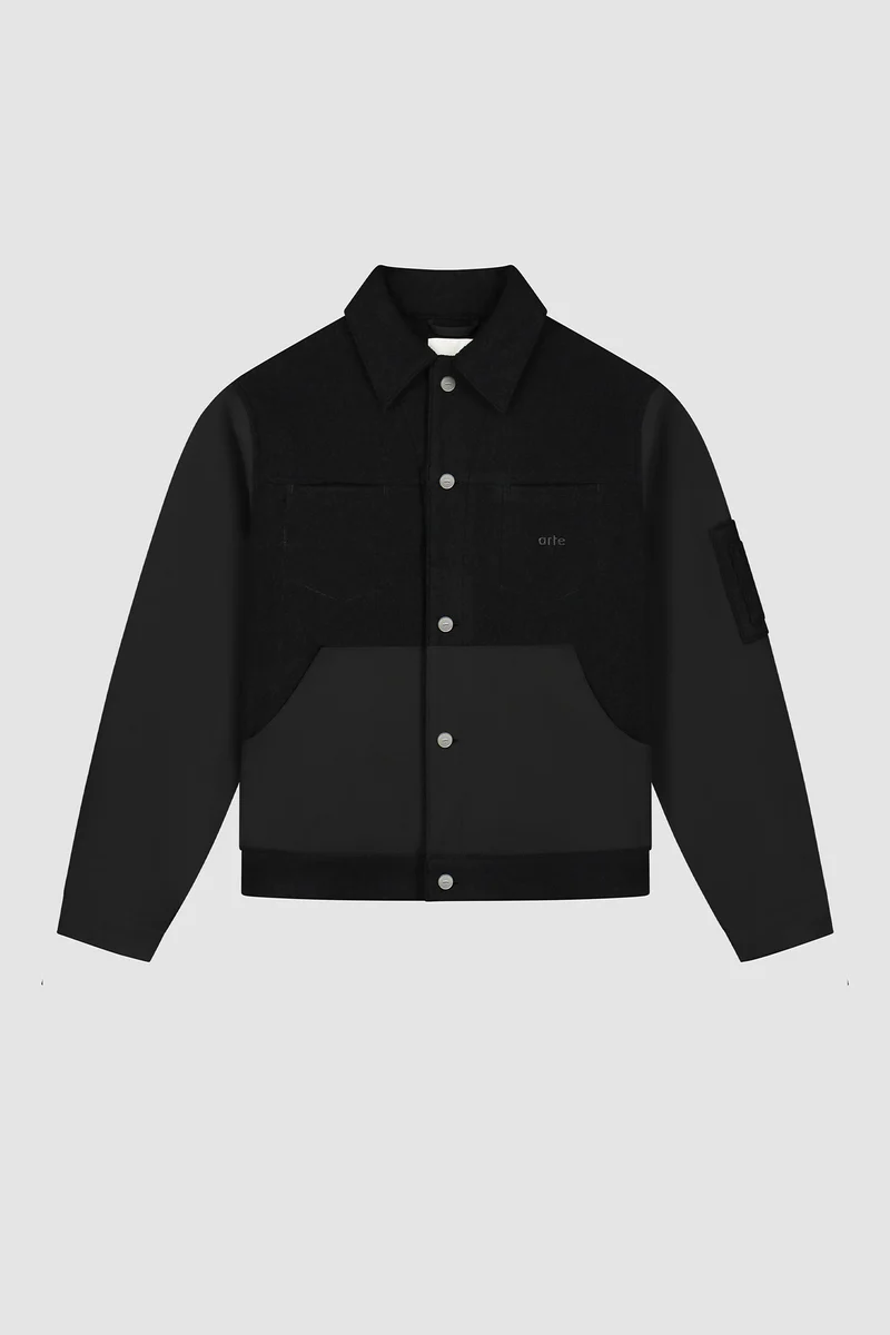 Veste combinée nylon/laine - Noir