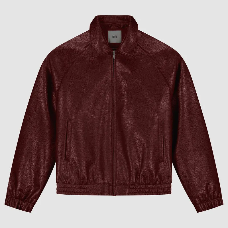 Veste en cuir basique - Bordeaux