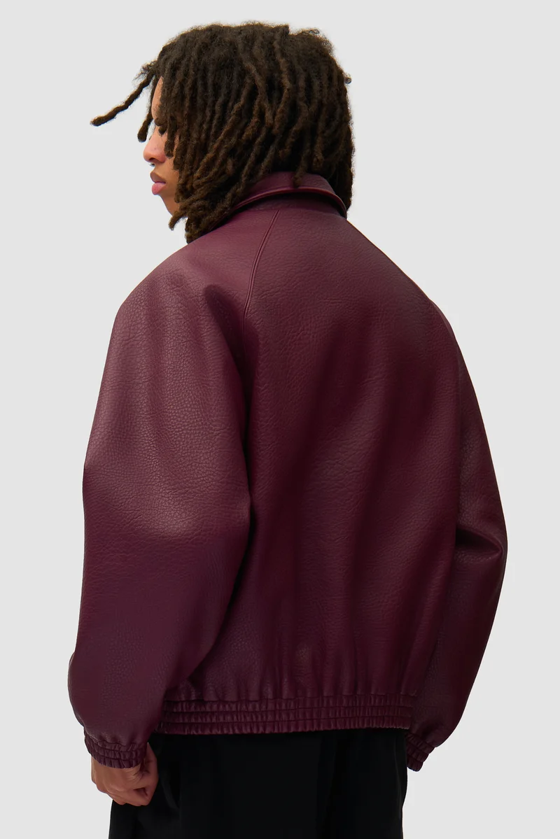 Veste en cuir basique - Bordeaux