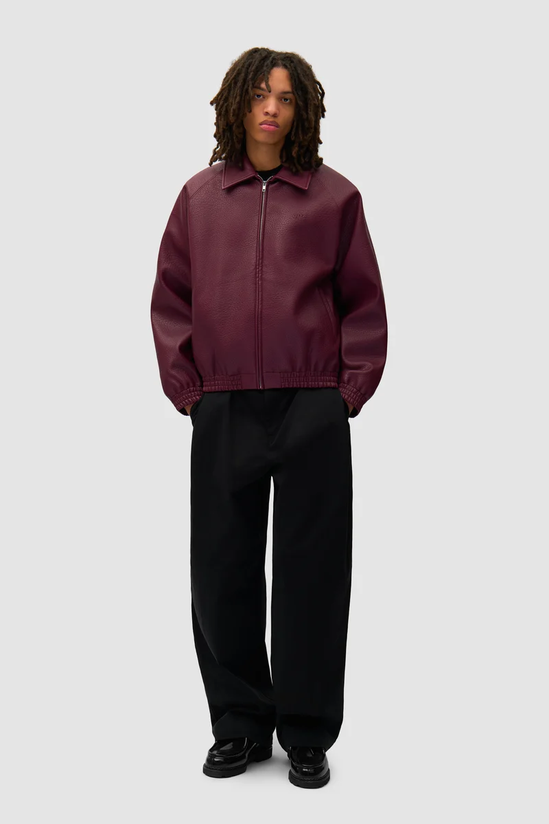 Veste en cuir basique - Bordeaux