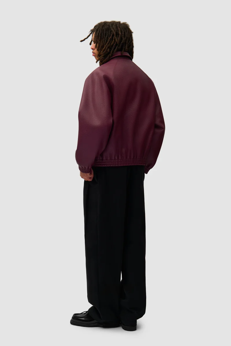 Veste en cuir basique - Bordeaux