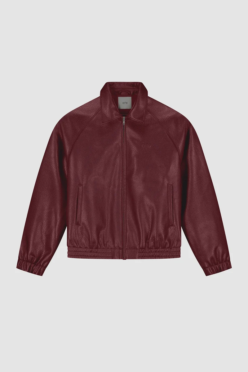 Veste en cuir basique - Bordeaux
