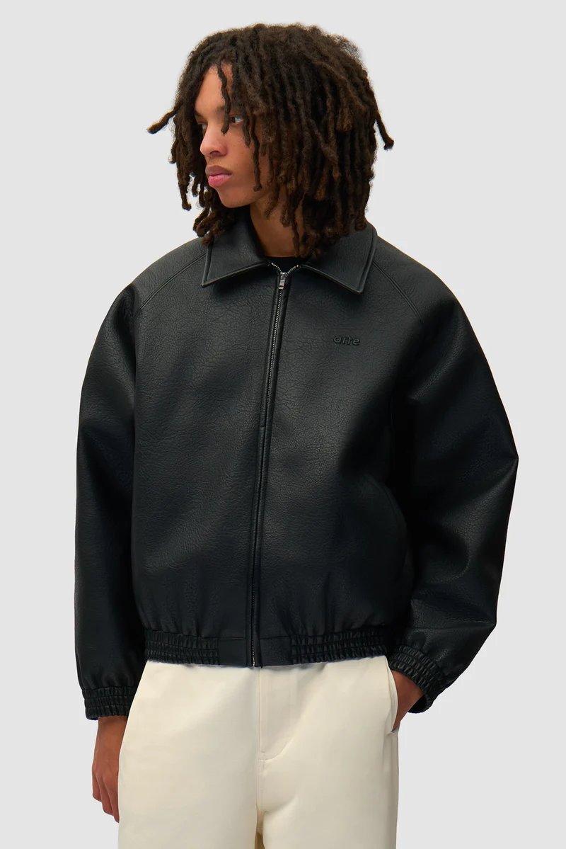 Veste en cuir basique - Noir