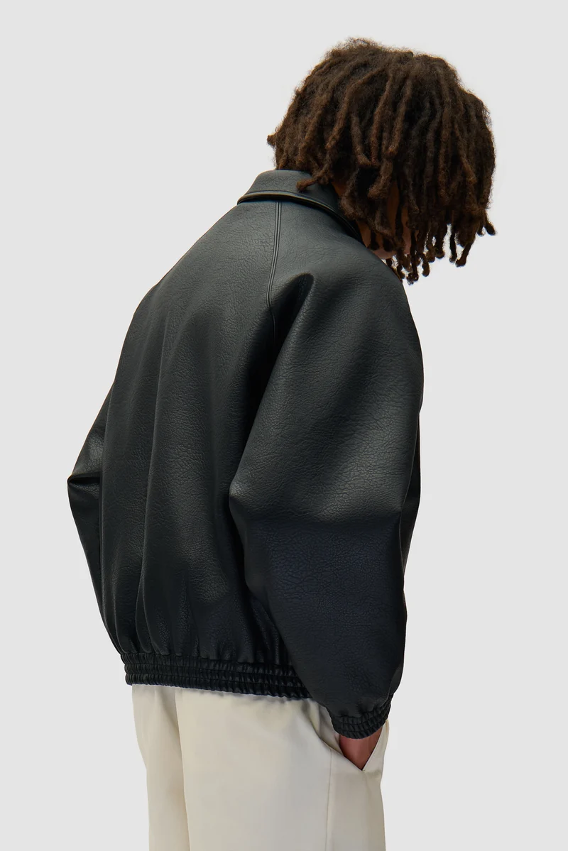 Veste en cuir basique - Noir
