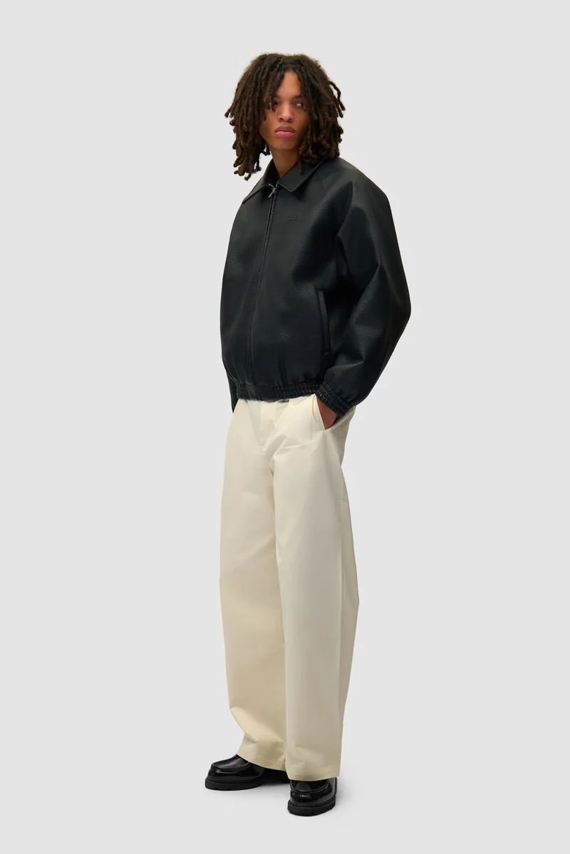 Veste en cuir basique - Noir