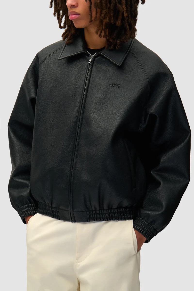 Veste en cuir basique - Noir