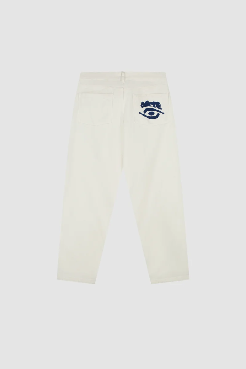 Pantalon graphique à poche arrière - Crème