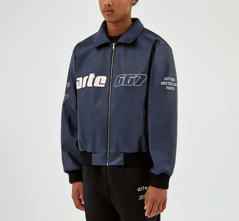 667 Veste en cuir - Marine