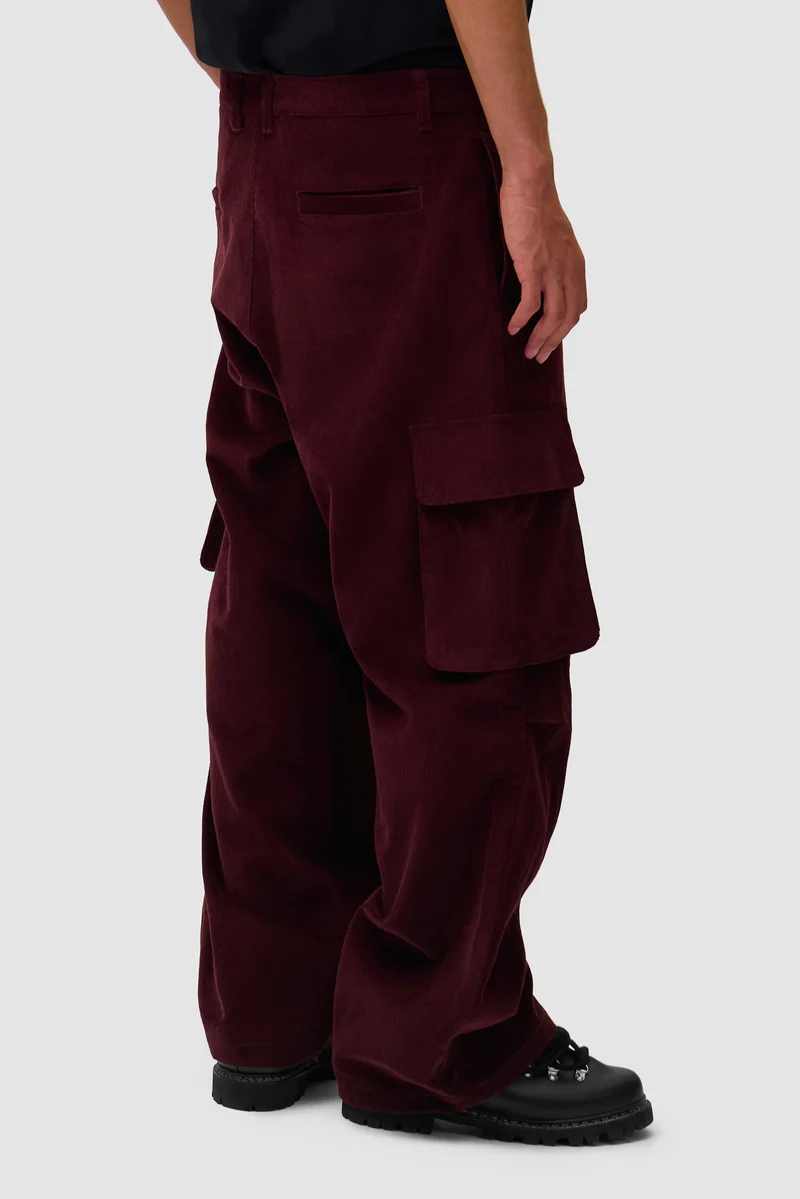 Pantalon cargo en velours côtelé - Bordeaux