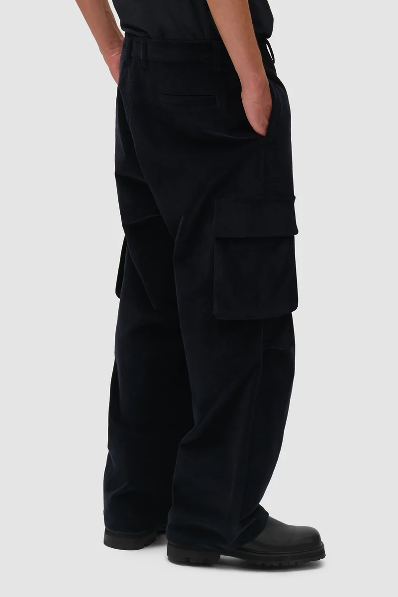 Pantalon cargo en velours côtelé - Marine