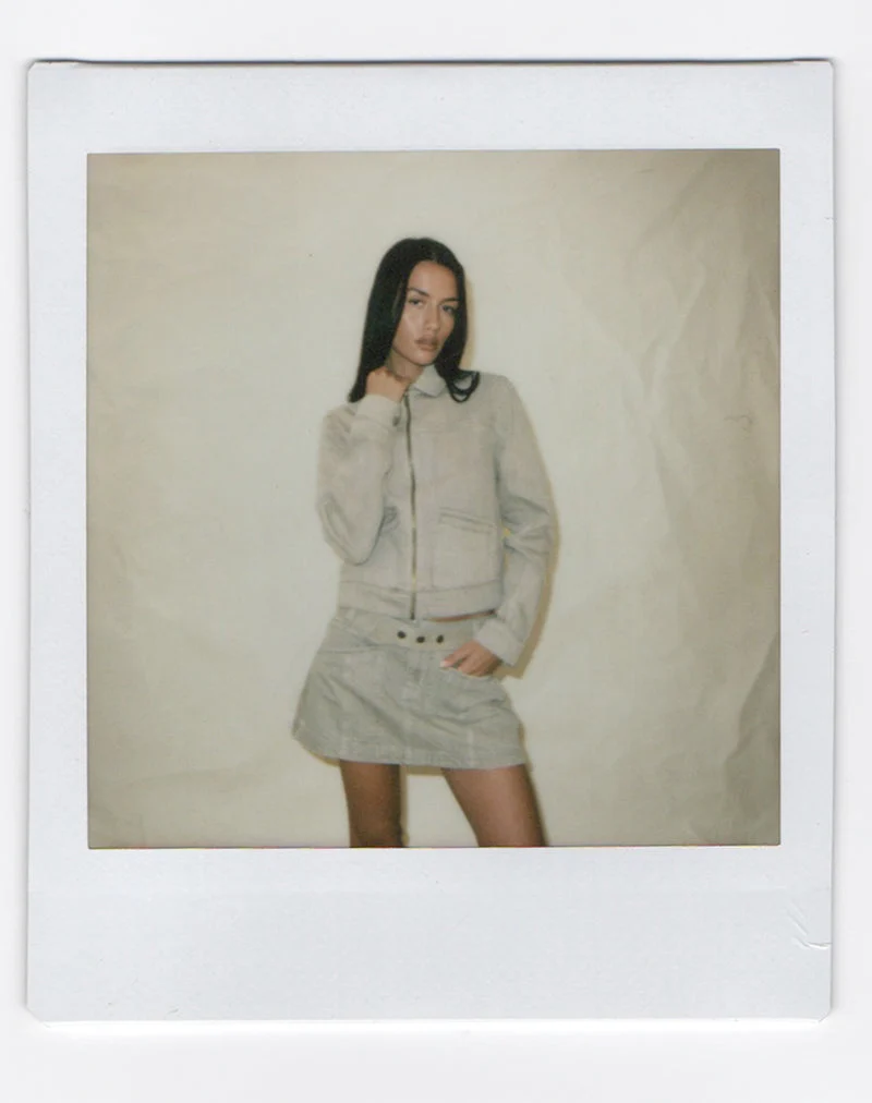 Veste en denim à cordon de serrage, couleur avoine