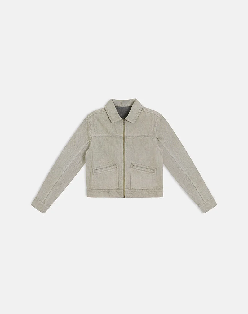 Veste en denim à cordon de serrage, couleur avoine