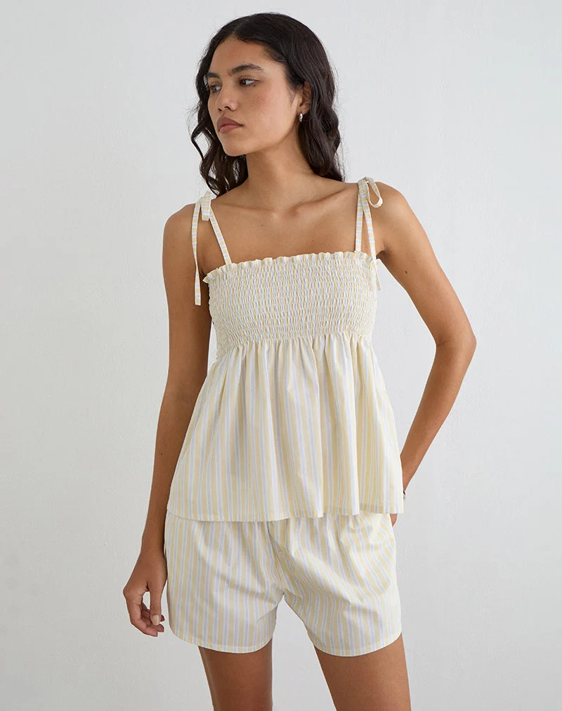 Short Laboxe à rayures « Candy Stripe » jaune