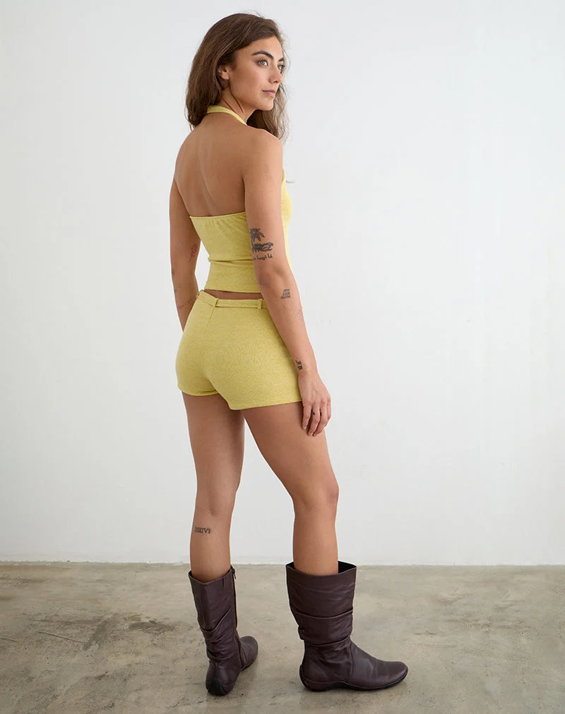 Sera Micro Short en maille chatoyante jaune