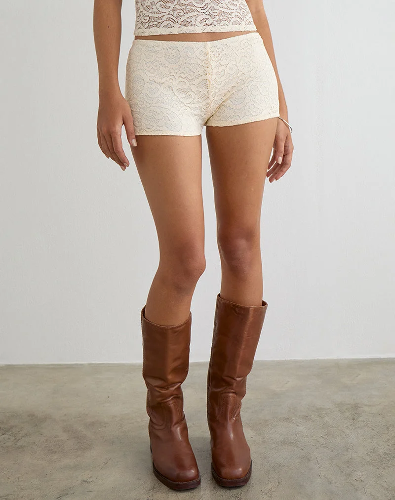 Shorty Shama en dentelle ivoire