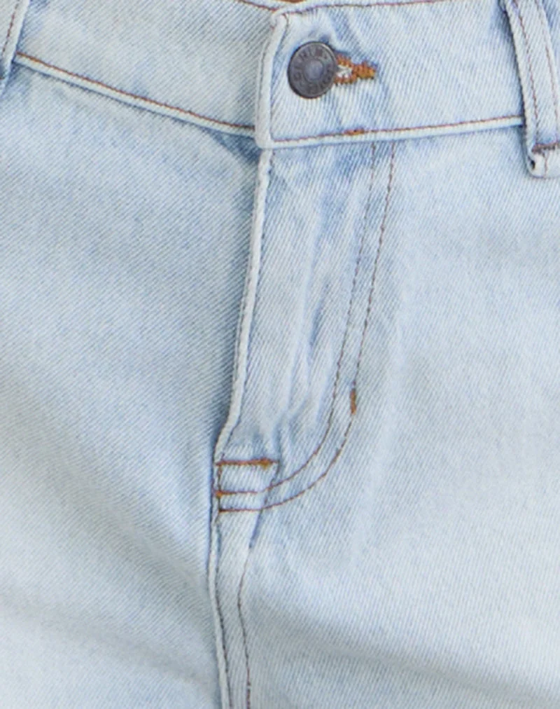 Short en jean ample déchiré, bleu glacé