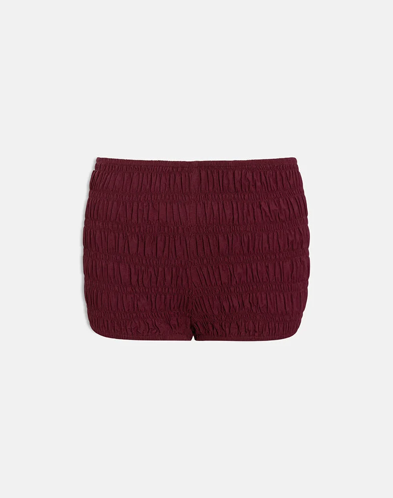 Short froncé Kubo, couleur bordeaux