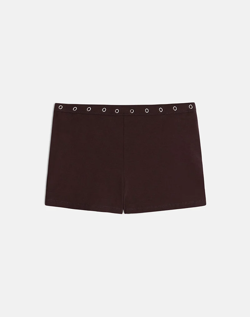 Short Kento « Hot Pant » couleur chocolat amer avec œillets
