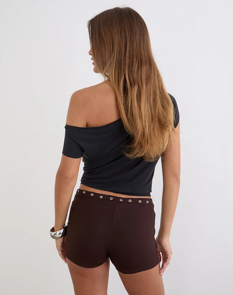 Short Kento « Hot Pant » couleur chocolat amer avec œillets